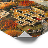 Herfststad Folk Art Oil Painting Poster (Hoek)