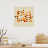 Herfststemming aquarel wilde bloemen herfstbladere poster (Keuken)