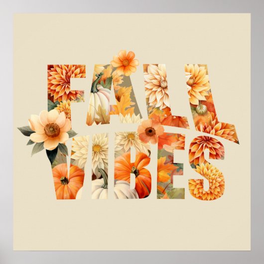 Herfststemming aquarel wilde bloemen herfstbladere poster (Voorkant)