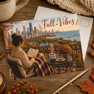 Herfststemming Cozy Chicago Balkon Ansichtkaart Briefkaart