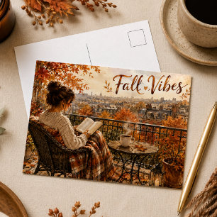 Herfststemming Cozy Parijs Balkon Ansichtkaart Briefkaart