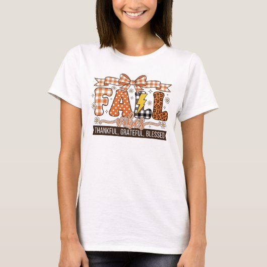 Herfststemming Dankbaar Gezegend Bladeren, retro T-shirt (Voorkant)