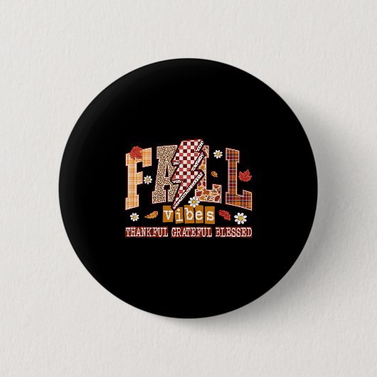 Herfststemming Dankbaar Gezegend Herfst Dank Ronde Button 5,7 Cm (Voorkant)