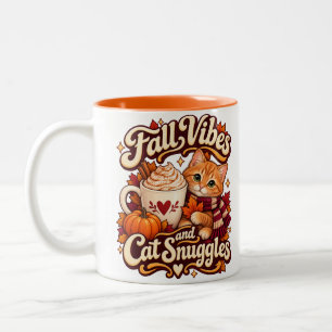 Herfststemming en kattenknuffels Gezellige herfstk Tweekleurige Koffiemok