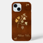 Herfststemming gouden wijnstoktak bruin leer Case-Mate iPhone case (Achterkant)
