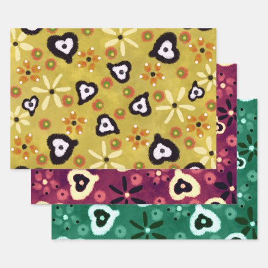 Herfststemming Harten Multi-Kleur Patroon Decoupag Inpakpapier Vel (Set)