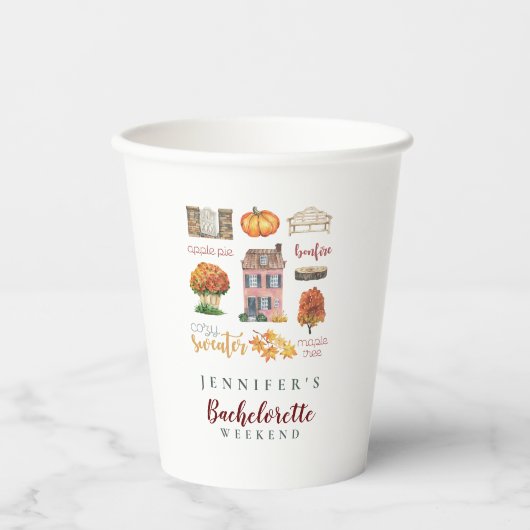 Herfststemming Houtige Bachelorette-feest Papieren Bekers (Voorkant)