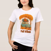 Herfststemming Retro Auto Herfstbladeren Tri-Blend Shirt (Voorkant)