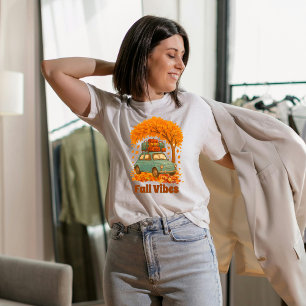 Herfststemming Retro Auto Herfstbladeren Tri-Blend Shirt