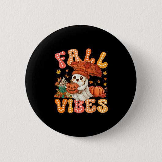 Herfststemming Retro Pompoen Cute Geest Herfst Her Ronde Button 5,7 Cm (Voorkant)