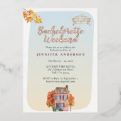 Herfststemming Rustieke Bachelorette-weekend Roze  Folie Uitnodiging (Voorkant)
