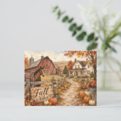 Herfststemming Rustieke Boerderij Herfst Ansichtka Briefkaart (Staand voorkant)