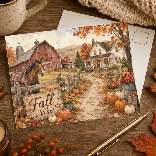 Herfststemming Rustieke Boerderij Herfst Ansichtka Briefkaart