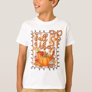 Herfststemming Thanksgiving Pompoen Coquette Boog T-shirt
