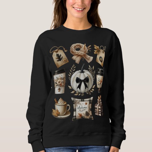 Herfststemming Thanksgiving Pompoen Coquette Strik Trui (Voorkant)