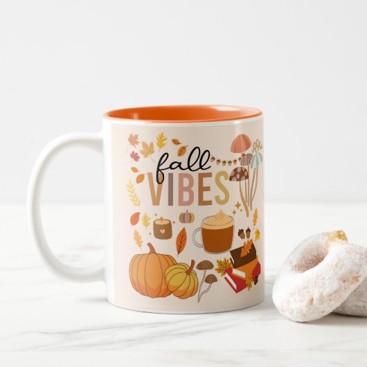 Herfststemming Tweekleurige Koffiemok (Met donut)