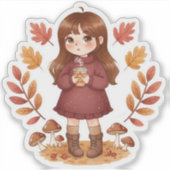 Herfststicker kleine meisje sticker (Voorkant)