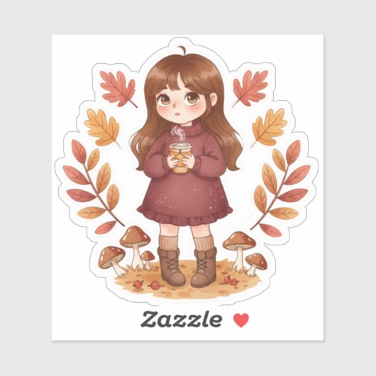 Herfststicker kleine meisje sticker (Vel)