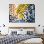 Herfststraat met gele bomen canvas afdruk (Insitu (Slaapkamer))
