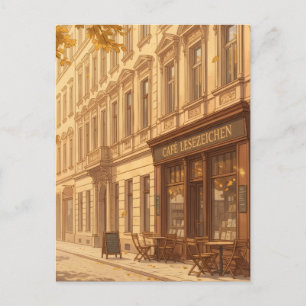 Herfststraatbeeld met boeken briefkaart