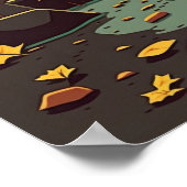 Herfststroom in Bossen Sinaasappel Bruin Groen Poster (Hoek)