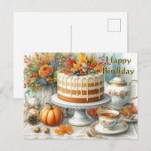 Herfsttaart en thee Happy Birthday Briefkaart (Voorkant / Achterkant)