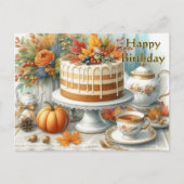 Herfsttaart en thee Happy Birthday Briefkaart (Voorkant)