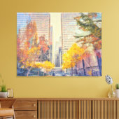 Herfsttafereel in de stad canvas afdruk (Insitu (Woonkamer))