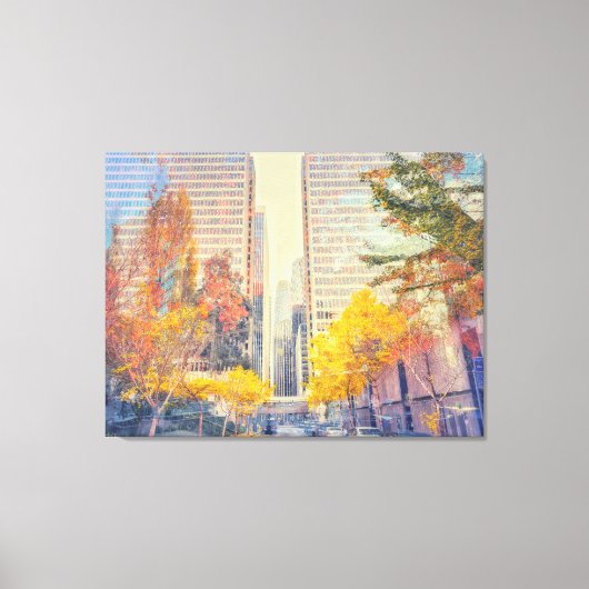 Herfsttafereel in de stad canvas afdruk (Voorkant)