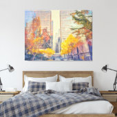 Herfsttafereel in de stad canvas afdruk (Insitu (Slaapkamer))