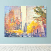 Herfsttafereel in de stad canvas afdruk (Insitu (Houten vloer))