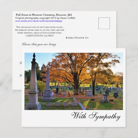 Herfsttafereel op kerkhof / Suikeresdoorn / Blijk  Briefkaart (Voorkant / Achterkant)