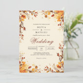 Herfsttak bloeit bruiloft kaart (Staand voorkant)