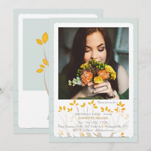 Herfsttak Foto Uitnodiging (Voorkant / Achterkant)