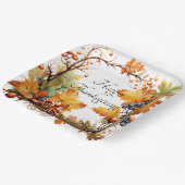 Herfsttak met bladeren en bessen op maat papieren bordje (Gebogen)