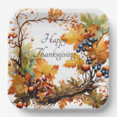 Herfsttak met bladeren en bessen op maat papieren bordje (Voorkant)