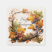 Herfsttak met bladeren en bessen op maat servet (Voorkant)