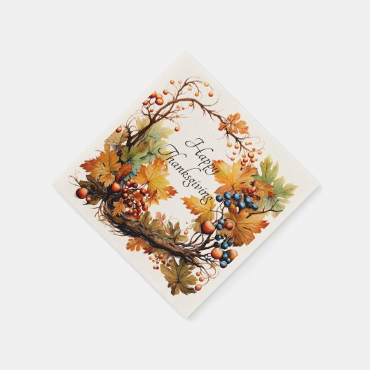 Herfsttak met bladeren en bessen op maat servet (Hoek)