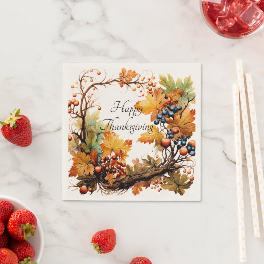 Herfsttak met bladeren en bessen op maat servet (Insitu)