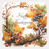 Herfsttak met bladeren en bessen op maat vierkante sticker (Voorkant)