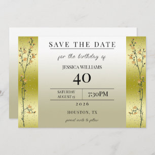 Herfsttakken, Confetti Goud Save The Date Kaart