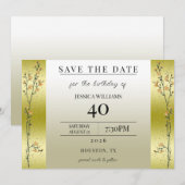 Herfsttakken, Confetti Goud Save The Date Kaart (Voorkant / Achterkant)