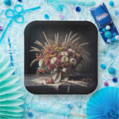 Herfsttarwestengels en mama boeket papieren bordje (Feest)