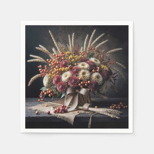 Herfsttarwestengels en mama boeket servet (Voorkant)