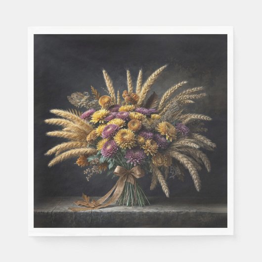 Herfsttarwestengels en mama boeket servet (Voorkant)