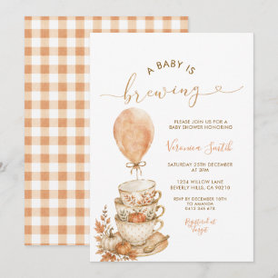 Herfstthee Baby is op komst Baby Shower Pompoen Kaart