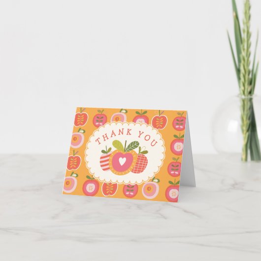 Herfstthema Appel van ons oogpatroon Baby shower Bedankkaart (Voorkant)