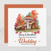 Herfstthema met champignon waterverf bruiloft bedankkaart (Voorkant / Achterkant)