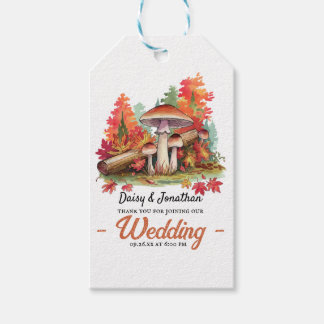 Herfstthema met champignon waterverf bruiloft cadeaulabel