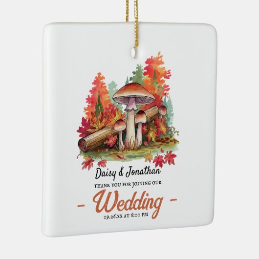 Herfstthema met champignon waterverf bruiloft keramisch ornament (Rechts)